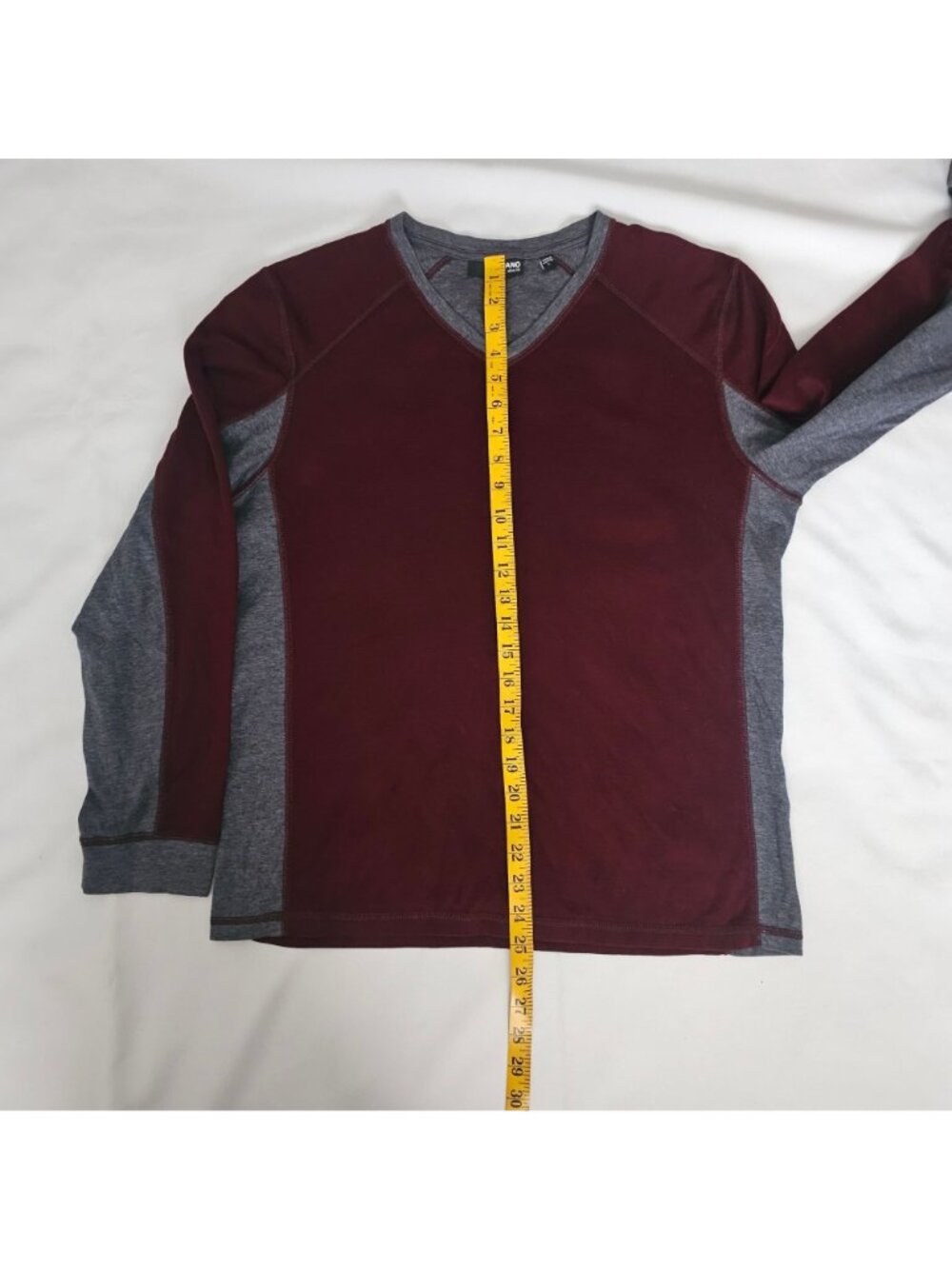 Murano Men's Burgundy/Gray Slim Fit Long Sleeve V-Neck Pullover Shirt Size Large - Picture 9 of 11